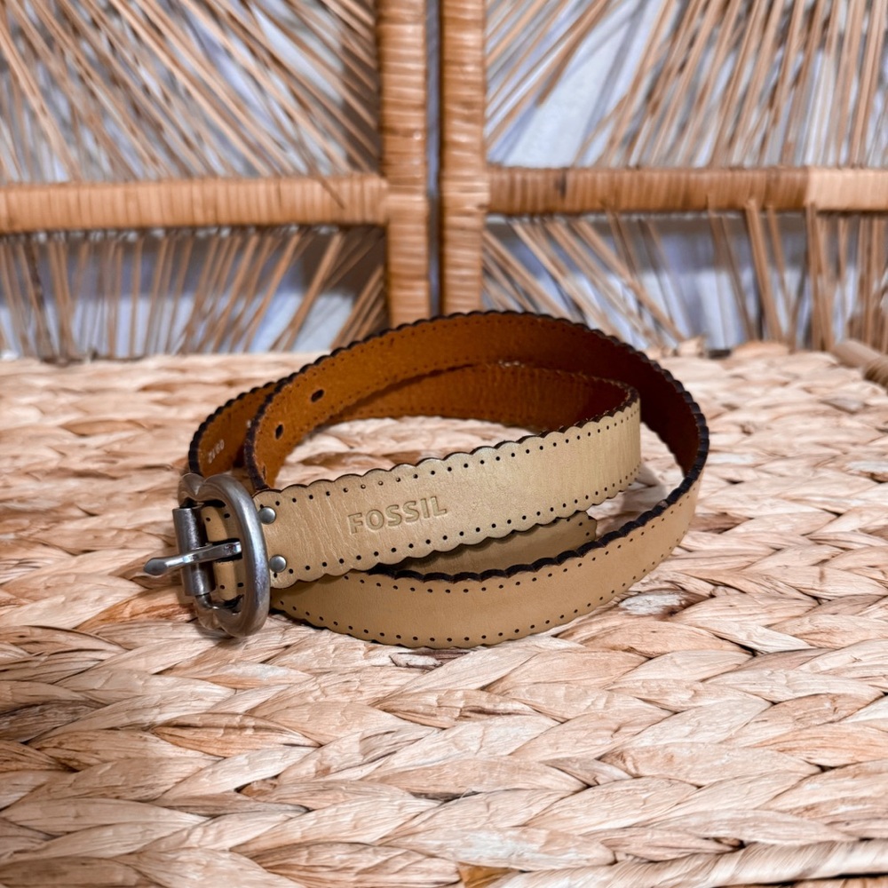 Fossil Green Leather Belt SZ M